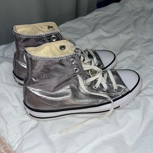 Converse silver metallic high tops